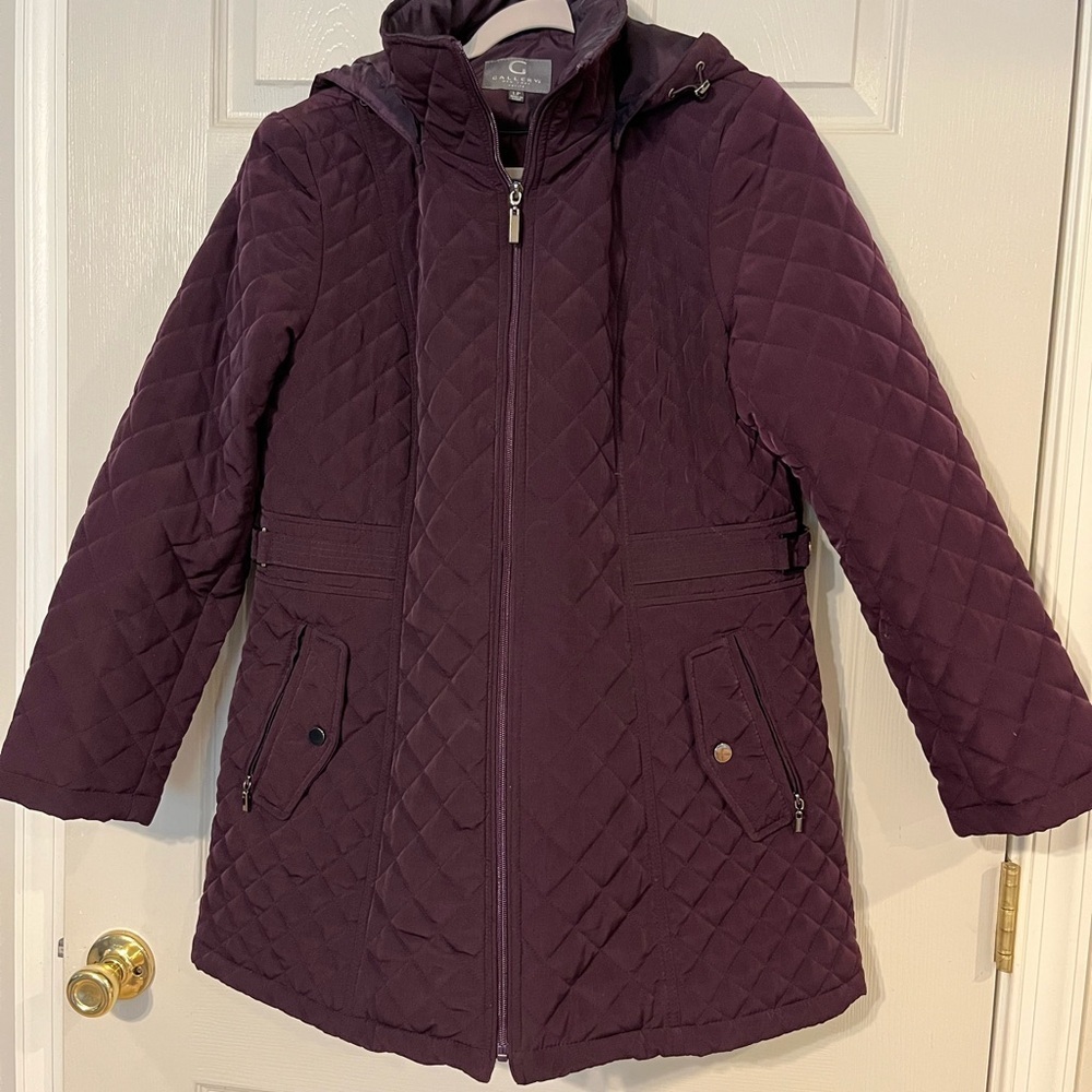 Gallery Women’s Quilted Puffer Jacket in Deep Purple Large Petite